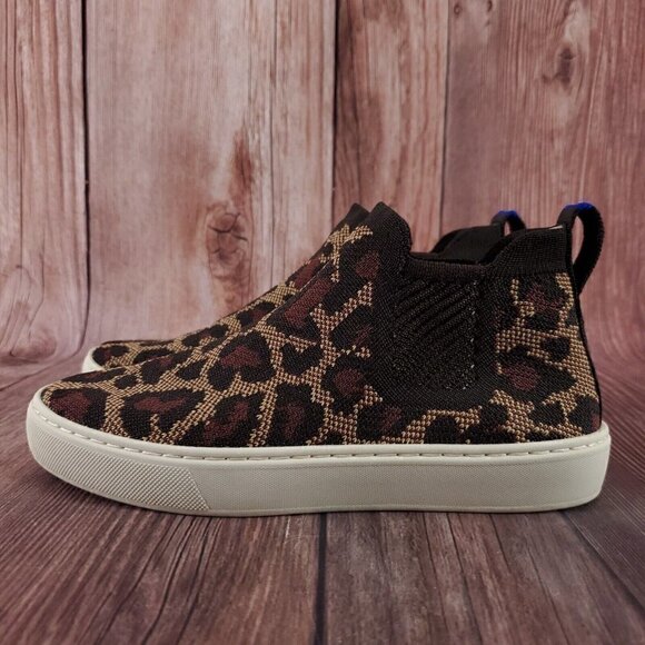 Rothys Womens 5 Chelsea Wildcat Cheetah Animal Print High Top Sneakers Retired - Picture 2 of 15